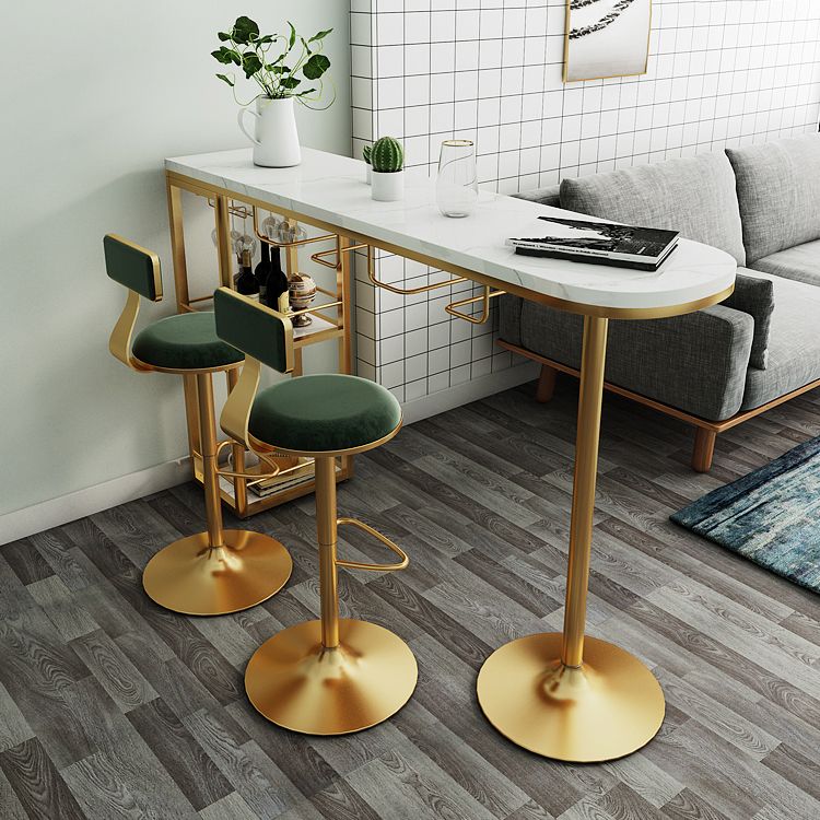 Double Pedestal Cocktail Bar Table Glam Storage Oval Counter-height Pub Table, Only Table