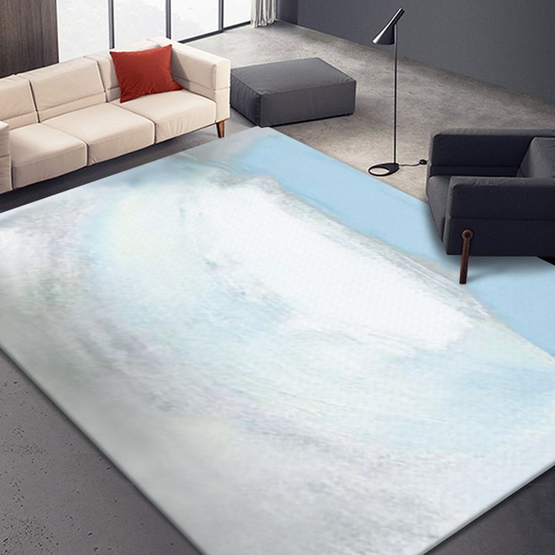 Light Blue Modern Carpet Polyester Graphic Carpet Washable Carpet for Drawing Room