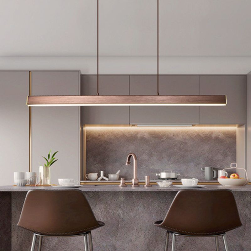 Modern Straight Island Light Aluminum LED Island Pendant for Dining Room