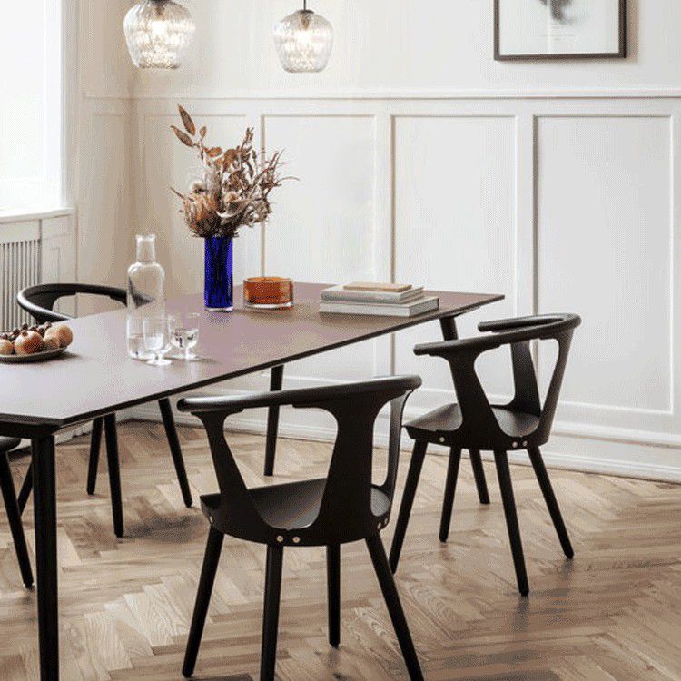 Scandinavian Style Upholstered Side Chair Slat Back Armless Dining Chair