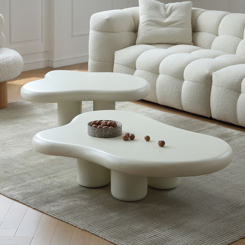 14"H Contemporary Coffee Table White Single Coffee Cocktail Table