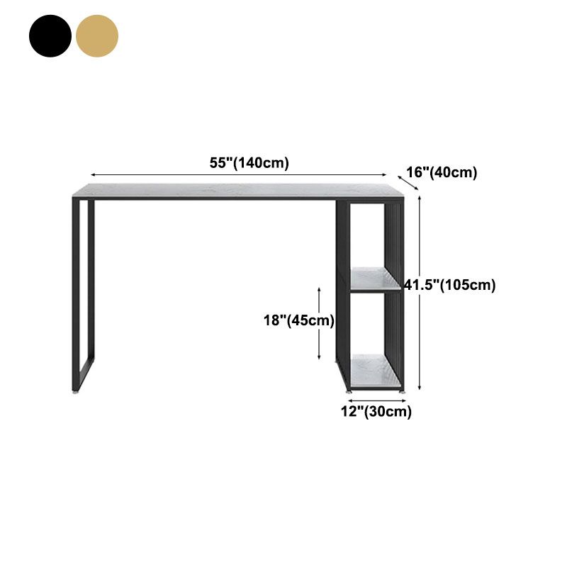 Glam Rectangle Indoor Bar Dining Table White Marble Bistro Table With Shelve