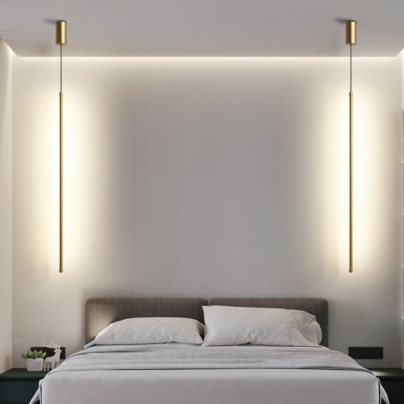 Moderner Stil Linearer Schatten hängend leichter Metall 1-Licht-Hanglampe für Wohnzimmer