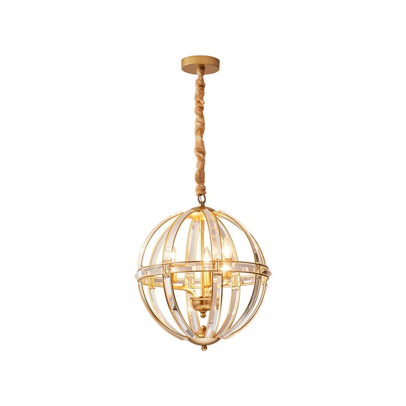 Modern Metal Crystal Ball Chandelier Light Multi Head Hanging Light for Restaurant