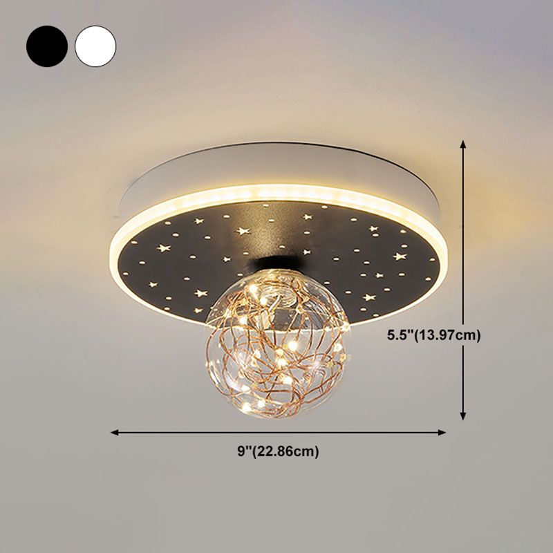 Nordic Style Geometric Ceiling Light Glass Gypsophila Flush Mount Light for Bedroom