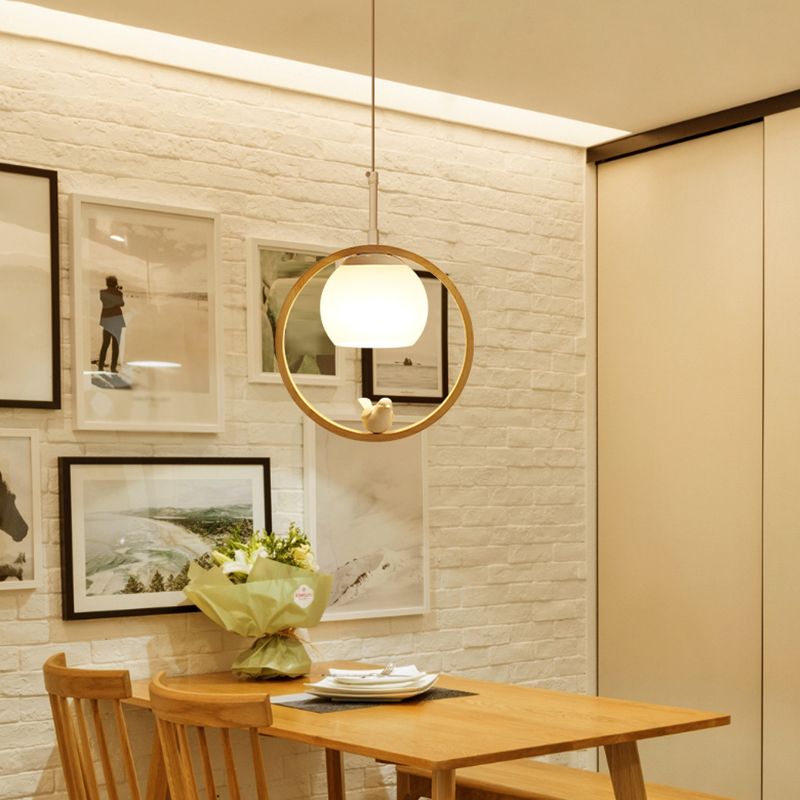 Holz 1 hängende hängende leichte Globus und Vögel Schlafzimmer moderne Anhängerleuchten