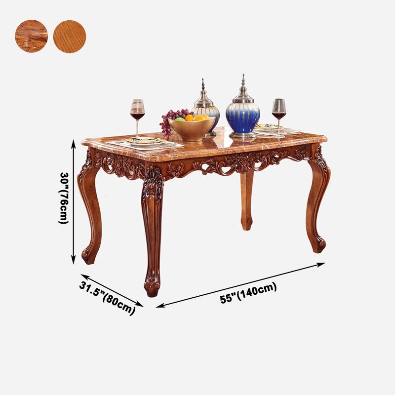 Style victorien de table fixe de table à manger de couleur en bois de forme de rectangle avec 4 jambes