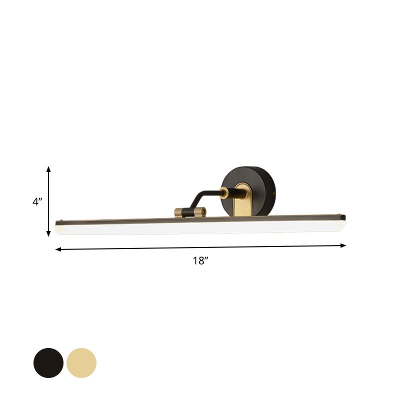 Metal Adjustable Arm LED Vanity Bar Light Contemporary Black/Brass Wall Sconce Lighting, 18"/23" Width