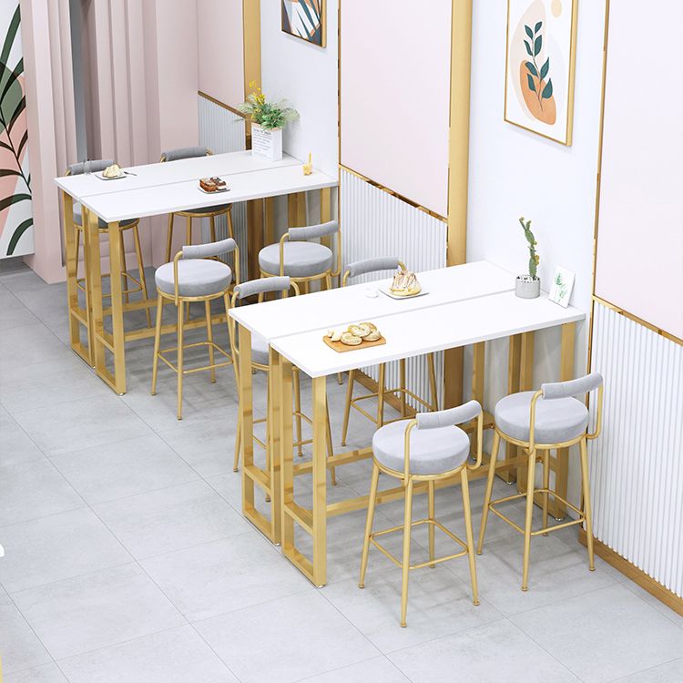 Glam 1/4 Pieces Bar Table Set Rectangle Stone Counter Table with High Stools