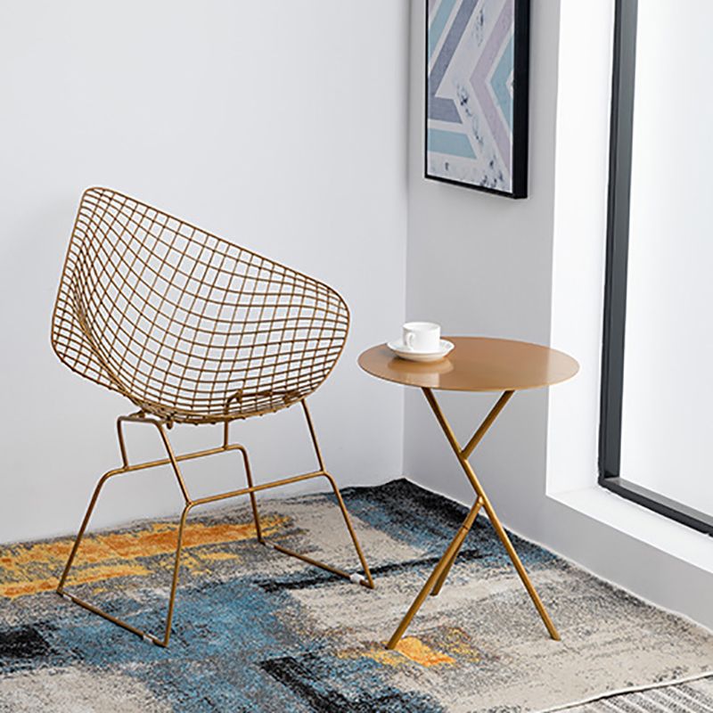 Mid-Century Round Side End Table Metal Cross Legs End Table, 22.8" Tall