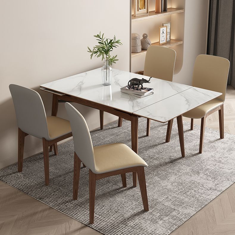 Midcentury Stone Dining Table Rectangle 4 Legs Furniture,43.3"L x 31.5"W x 30.7"H