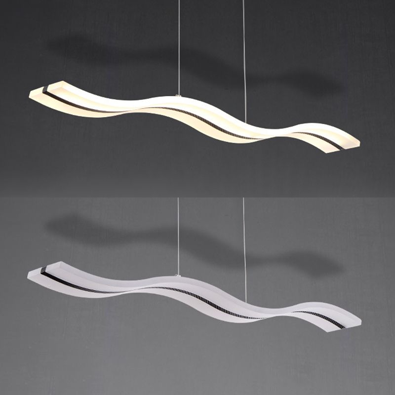 Modern Minimalist LED Island Pendant Lighting Wave Acrylic Island Ceiling Light for Living Room