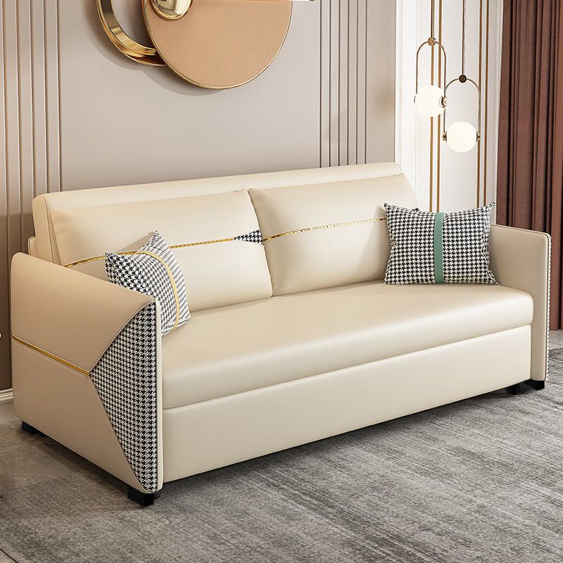 39.37" Wide Faux leather Sleeper Sofa White Pillow Included Sofa Bed