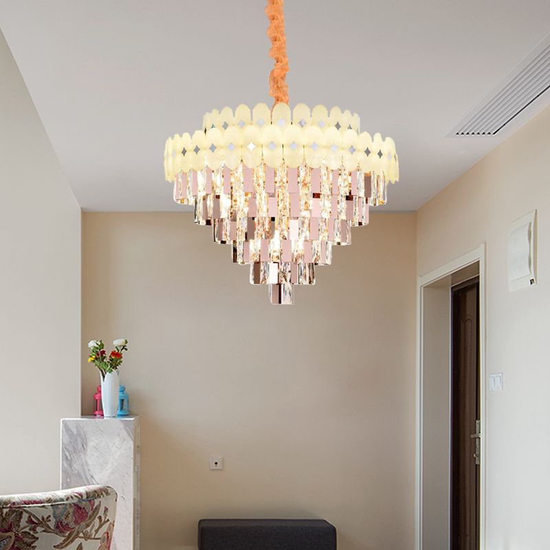 Layered Ceiling Chandelier Contemporary Clear Crystal 12/16/22 Lights Living Room Down Lighting