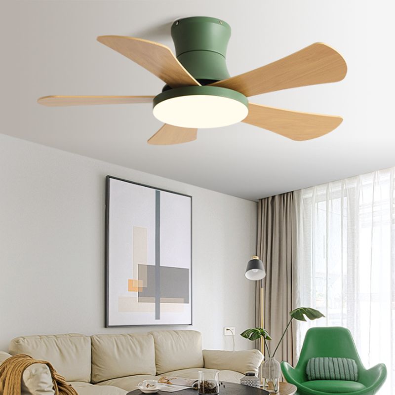 Ventilador de techo de estilo moderno Metal 1 Luz de ventilador de techo con madera para dormitorio