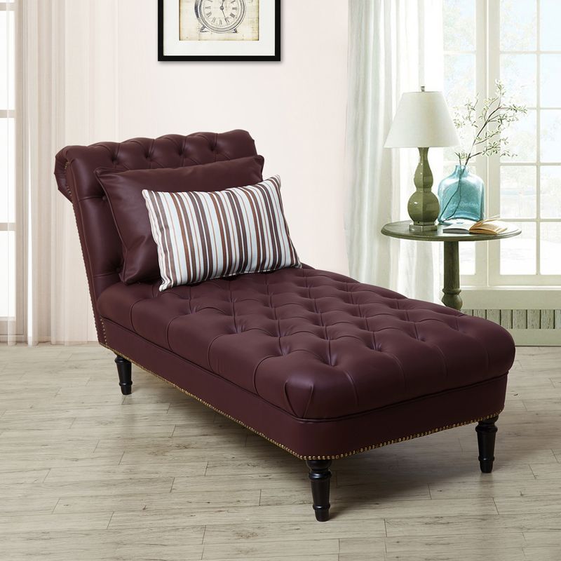 Modern Tufted Chaise Lounge Birch Armless Chaise for Bedroom and Living Room