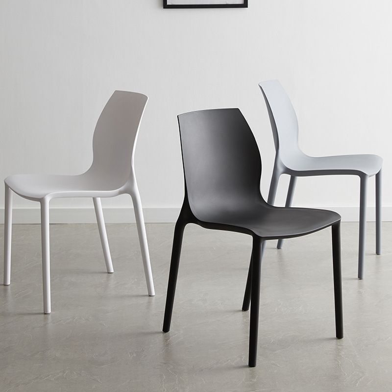 Plastic Scandinavian Dining Kitchen Room Side Chair Solid Back Chair