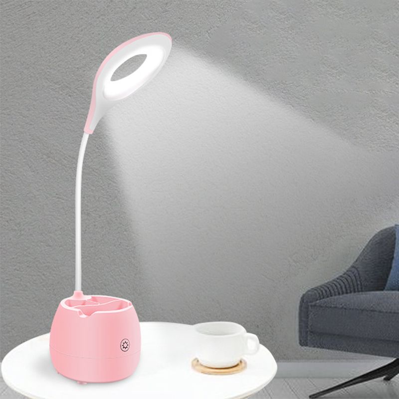 Blau/Rosa/Weiß/Gelbe LED -Schreibtisch Licht mit Pinsel -Topf -Lade -Lade -Touch -Sensor -Schreibtischlampe mit flexibles Arm