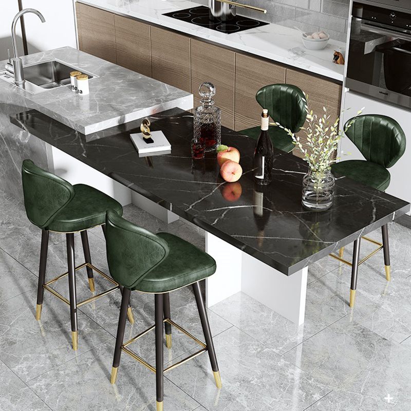 Nordic Glam Style Bar-stool PU Leather Counter Bar Stool with Metal Legs