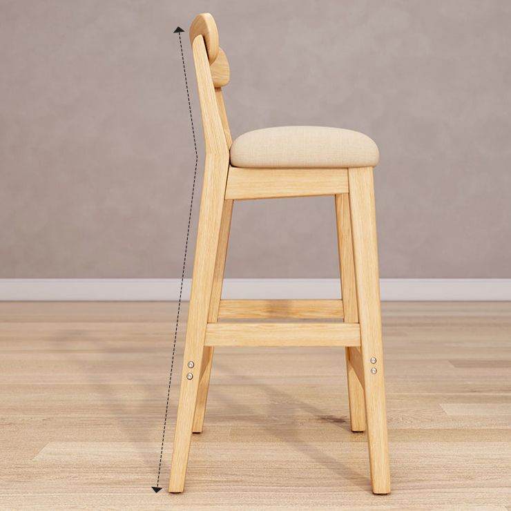 Solid Wood Bar Stool Backrest Upholstered Bar Stools for Dining Room