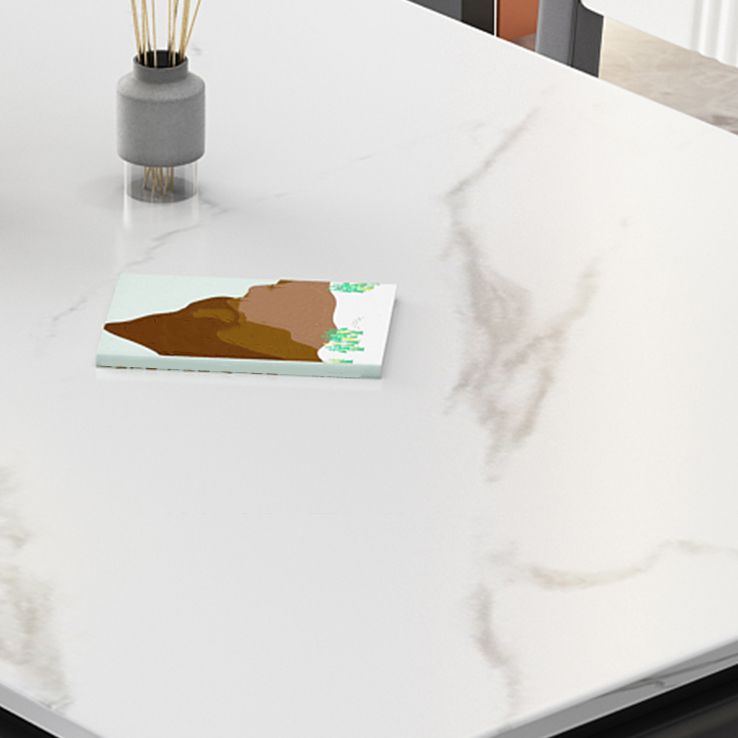 Stone Dining Room Collection Midcentury Style Rectangle 4 Legs Dining Table for Home