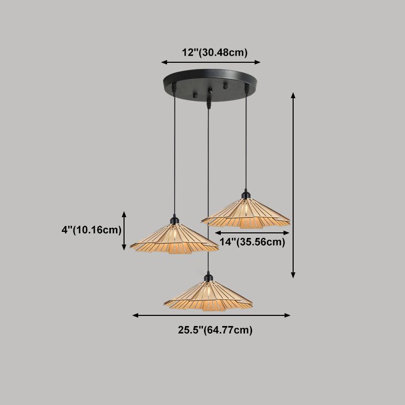 Geometry Shaped Basswood Ceiling Pendant Light Modern Style Hanging Light for Dining Room