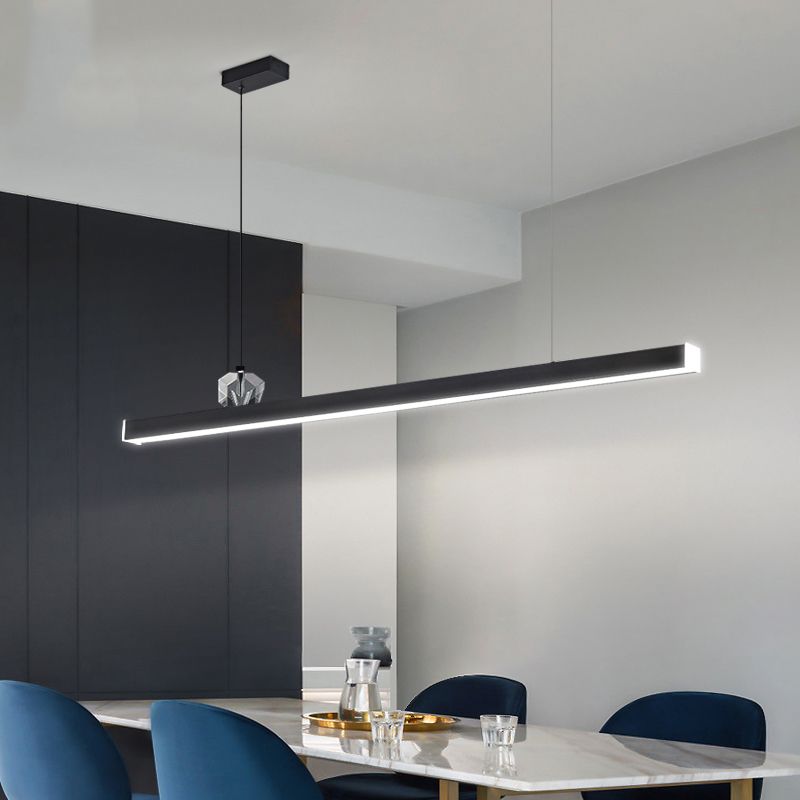 Zeitgenössischer Stil linearer Form Island Light Metal 1 Light Island Lighting