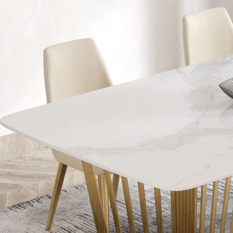 1/4/5/7 Pieces Luxury Dining Set Sintered Stone Dining Furniture with Leather Chairs