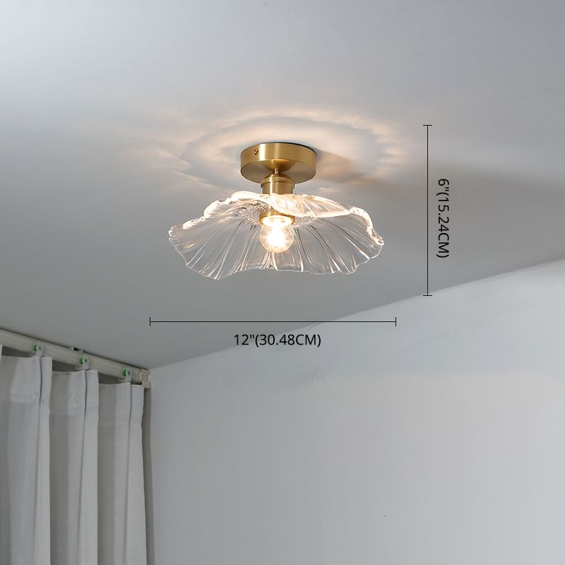 Colonial Prismatic Glass Flush Light Fixtures Blossoms Flush Mount for Hallway