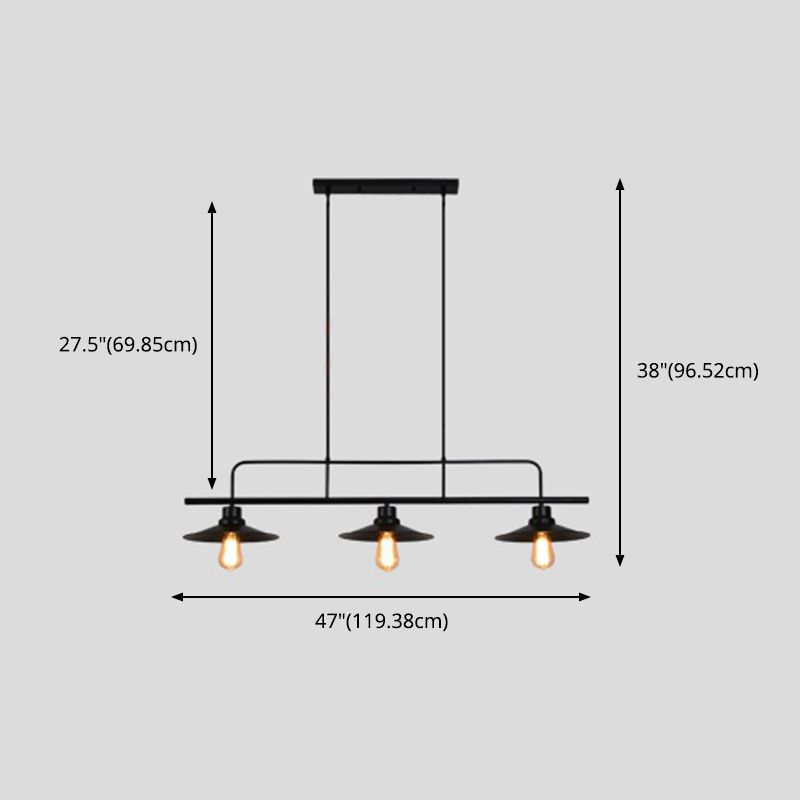 Metal 3 Lights Island Pendant Lighting Flared Industrial Island Light Fixtures for Dining Room