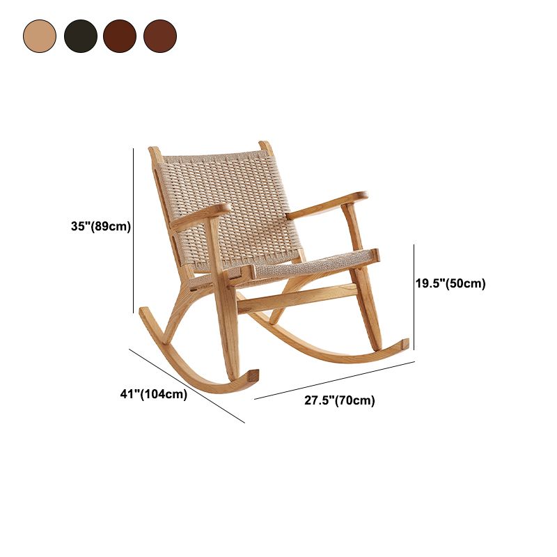 Traditional Rocking Chair Solid Wood Frame Wing Chair Back Indoor Rocking Chair