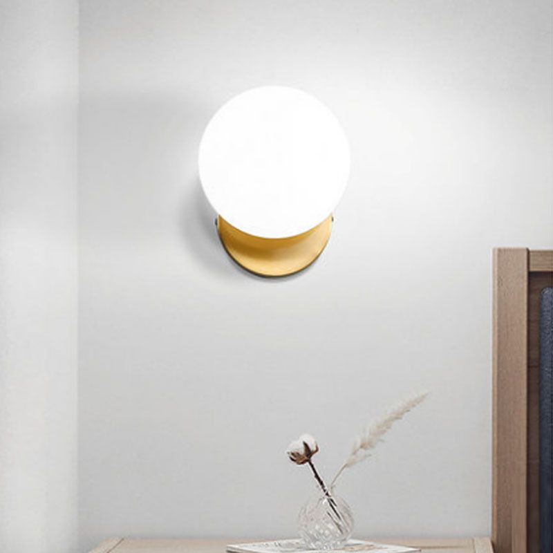 1-Light Round ShadeModern Simple Style Glass Wall Lighting Fixtures in Brass