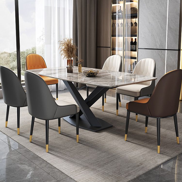 Glam Dinner Table Rectangle Stone Dining Room Table for Home