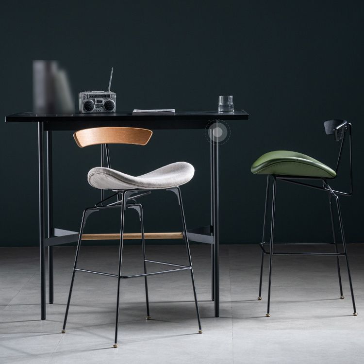 Industrial Leather Bristol Stool Matte Finish Footrest Low Back Barstool