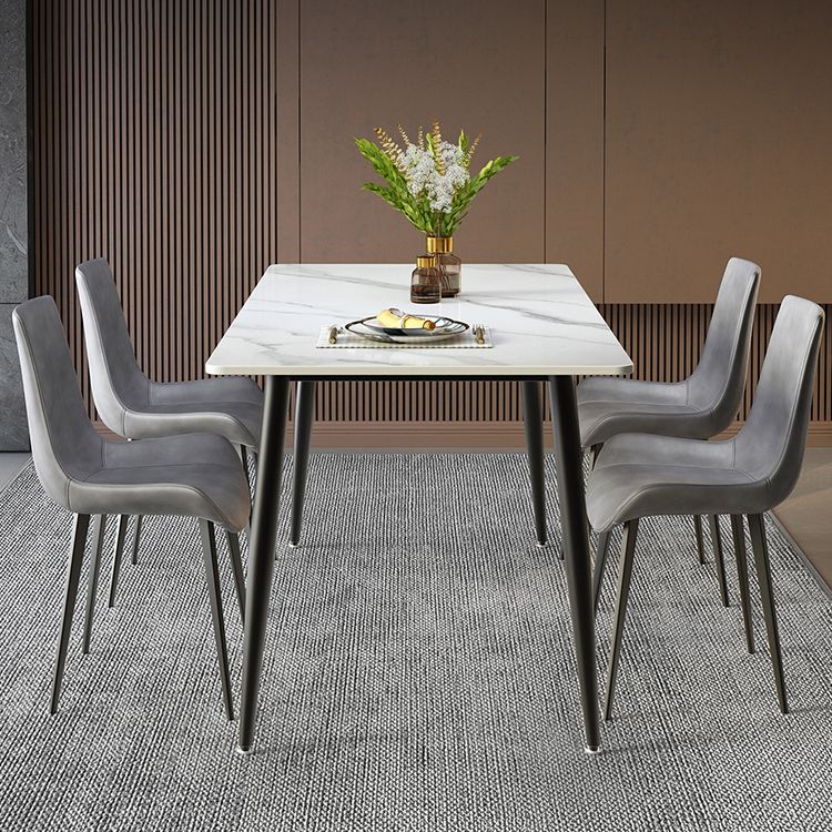 Industrial Style Sintered Stone Scratch Resistant Dining Table 4 Legs Base Table for Home