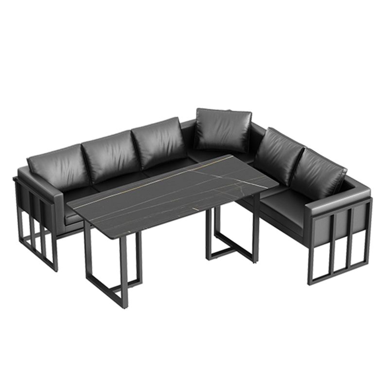 Industrial Sintered Stone Top Dinner Room Kitchen Table Black Metal Base Table for Dinning Room