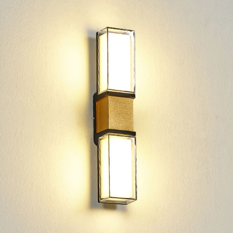 Modern Metal Wall Sconce Rectangle Shape Wall Lamp with Acrylic Shade for Courtyard