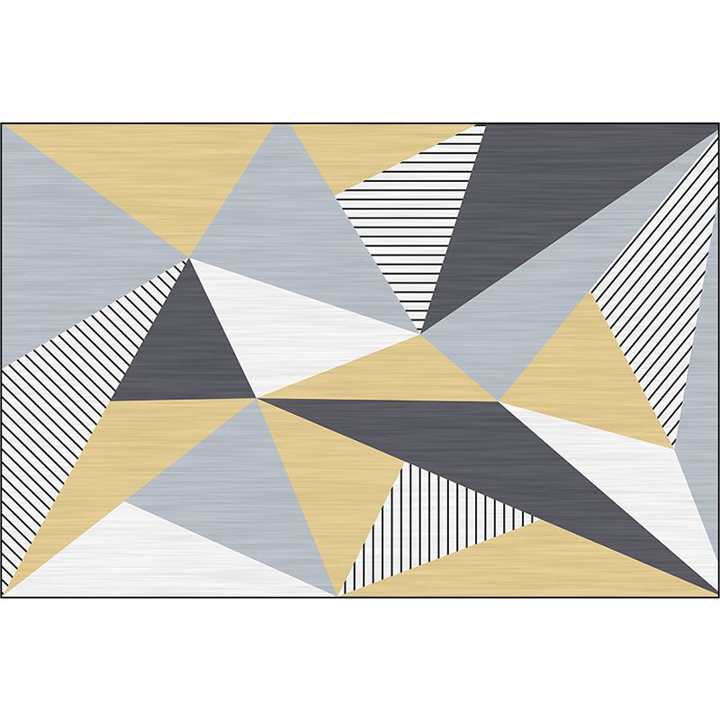 Colorful Bedroom Rug Modern Color Block Triangle Stripe Pattern Area Rug Polyester Machine Washable Carpet