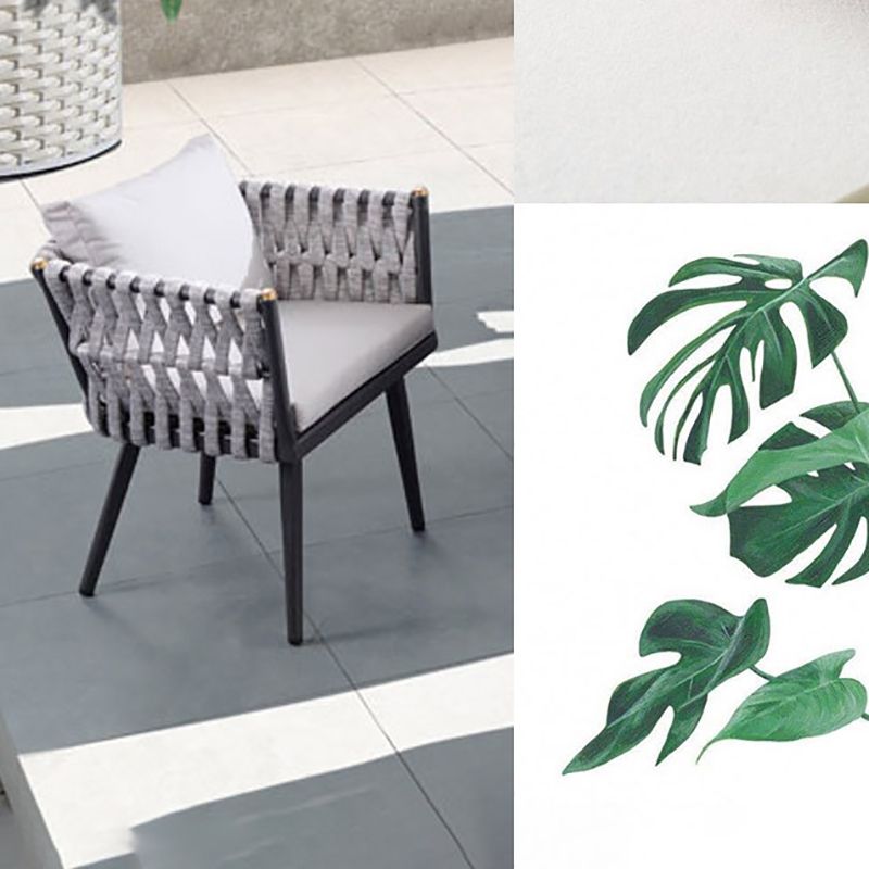 Boho Stone Dining Table Set 1/5/7 Pieces Metal Dining Table Set for Outdoor