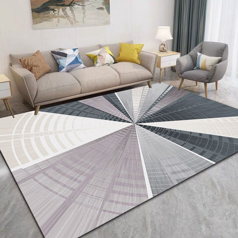 Apricot Abstract Print Rug Polyester Simple Rug Non-Slip Backing Rug for Living Room