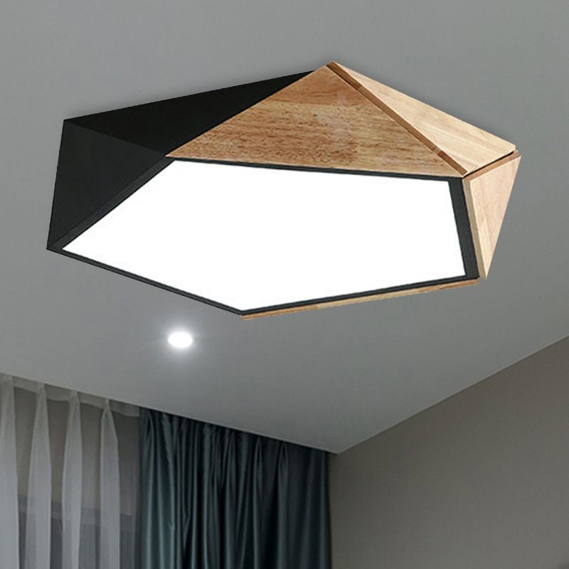Geometric Flush Mount Lamp Contemporary Metal LED White/Black Ceiling Mounted Light for Living Room in Warm/White, 16.5"/20.5" Wide