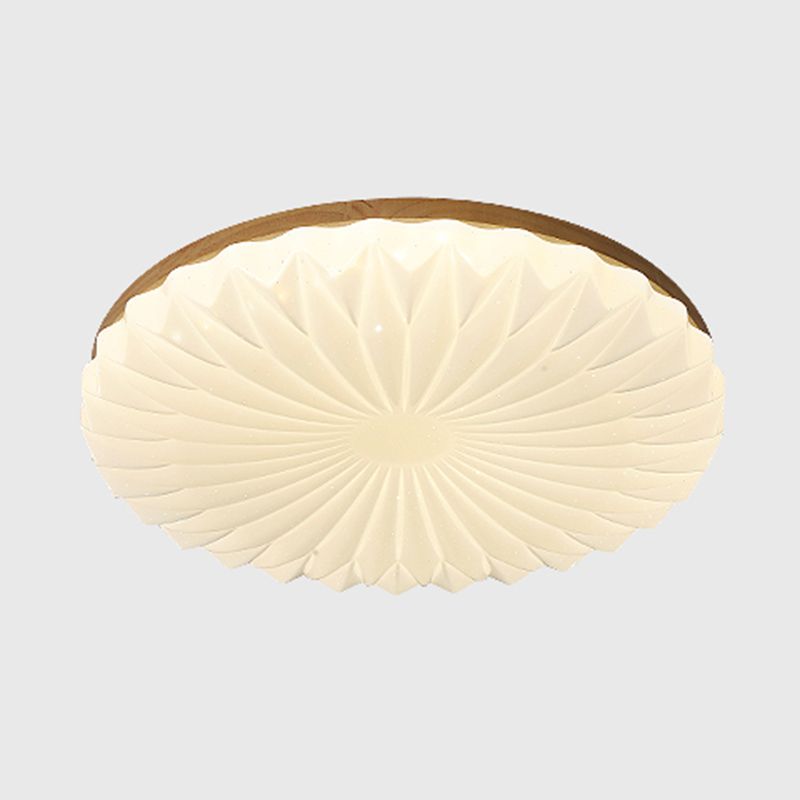Modern Wood Flush Mount Lamp Acrylic Shade Flush Mount Ceiling Fixture for Bedroom