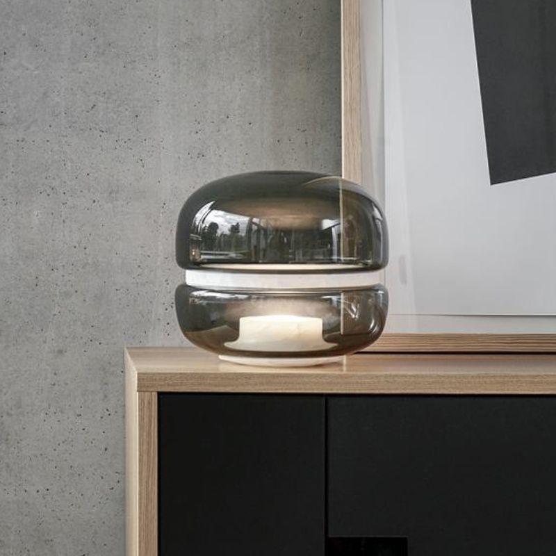 Smoke grijs glas urn taakverlichting eigentijds 1 kop woonkamer kleine bureaustamp