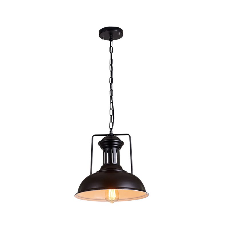 Éclairage de suspension de bol de pendentif de plafond noir en fer.