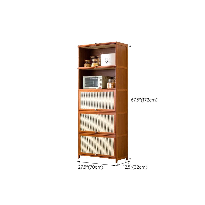 Mid-Century Modern Rectangle Cabinet with Wicker&Rattan Doors