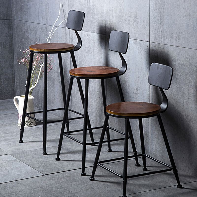 Contemporary Metal Dining Stools Round Bar Stools with Footrest