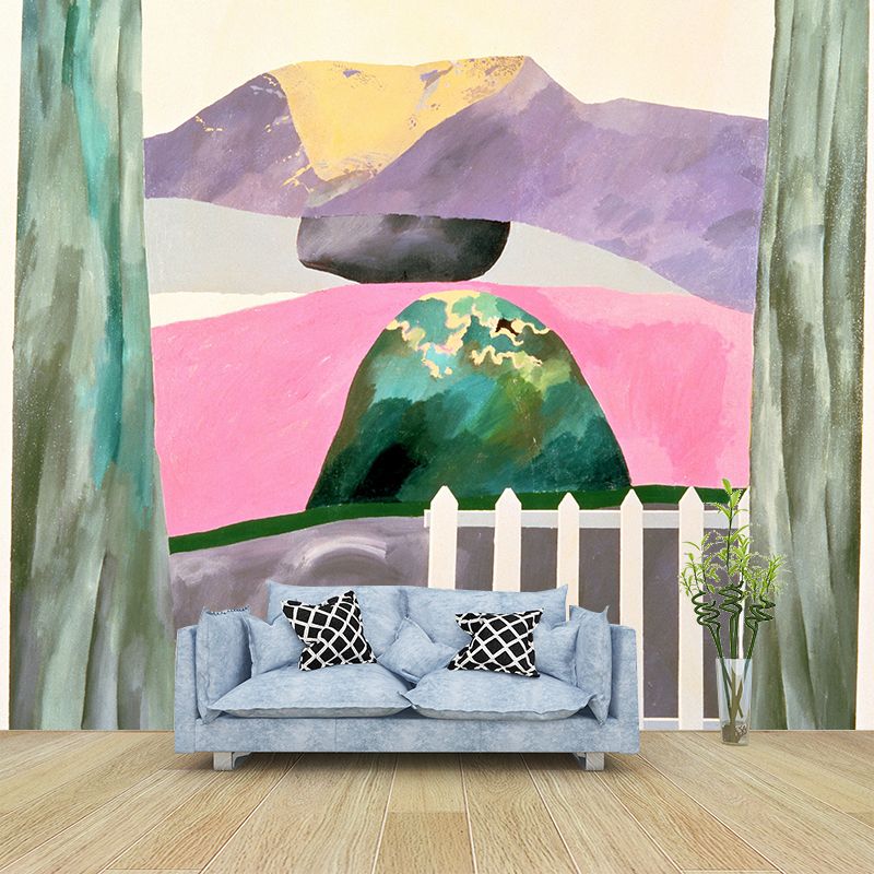 Mountain View Through Window Murals Artistry Water-Proof Bedroom Wall Decor, Personalized Size