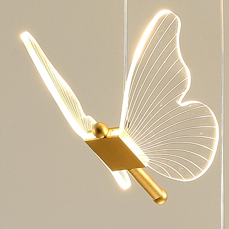 Multi-Light Butterfly Pendant Modern Metal and Acrylic Shade Cluster Pendant Light for Living Room