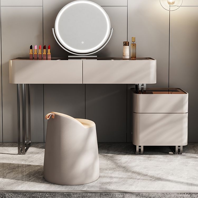 Vanity Mirrored Wood Dressing Table Glass Top Make-up Vanity