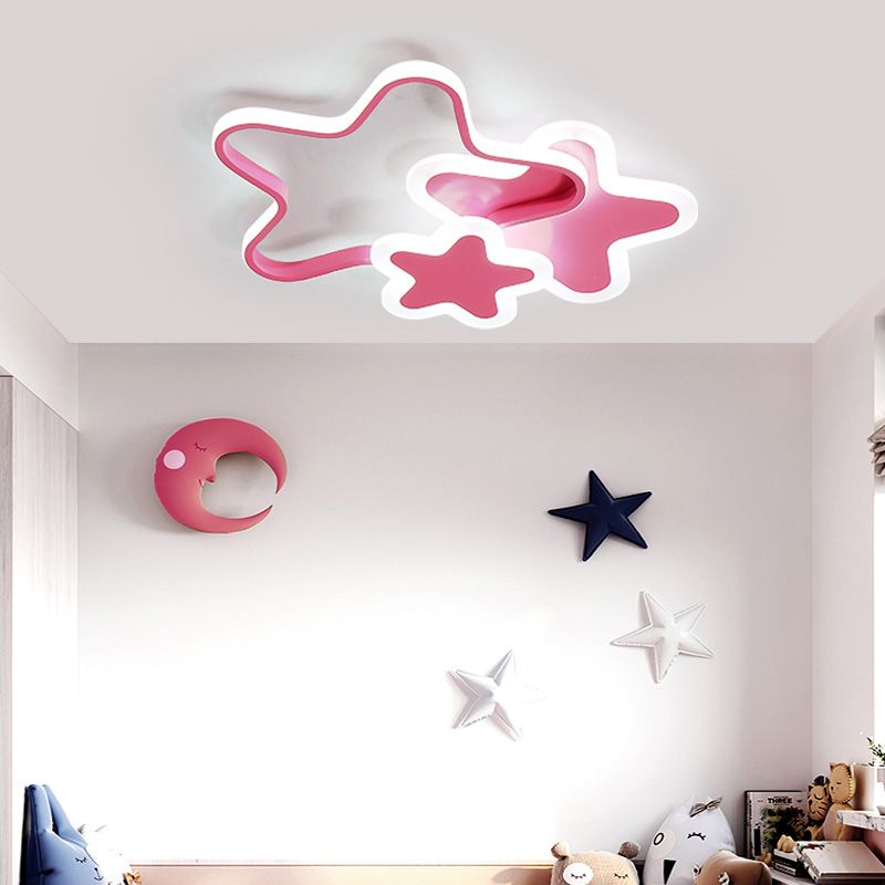 Acrylique Étoile Étoile DEL Ceiling Mount Light Girls Bedroom Modern Style Flush Light Fixture